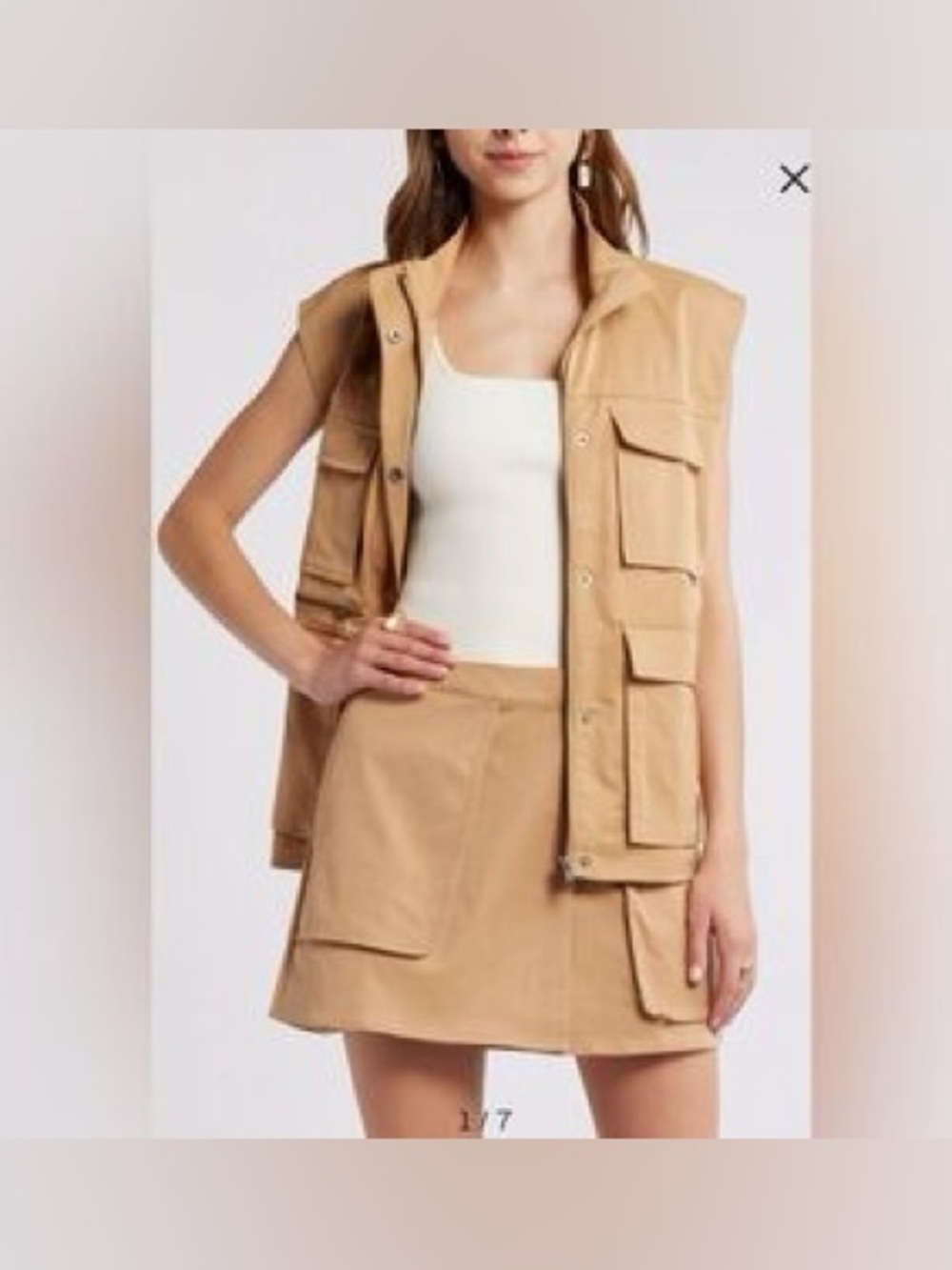 OPEN EDIT Utility Field Vest in Tan